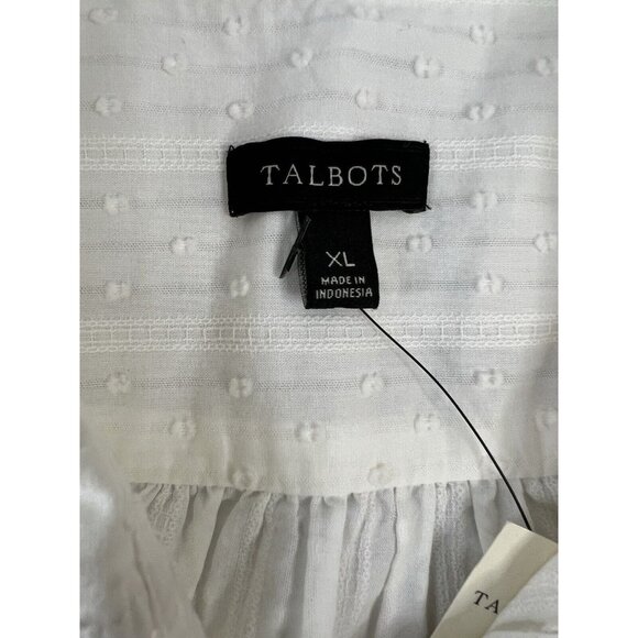 Talbots White Cotton Button Down Blouse Shirt Size XL Career Office Casual - Picture 11 of 14